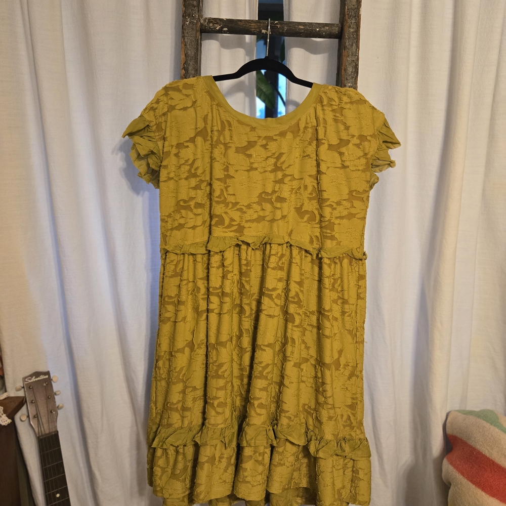 Anthropologie Yellow Flutter Sleeve Sundress